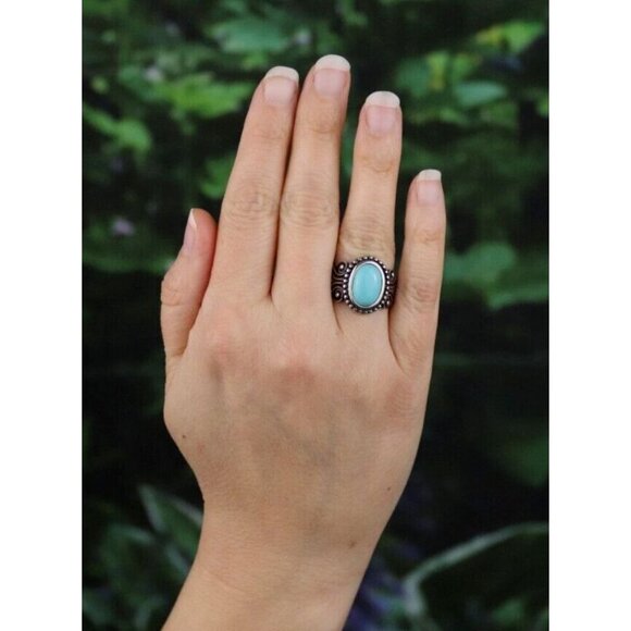 Sterling Silver Turquoise Ring Size 6 1/2 Vintage Avon - Picture 2 of 9